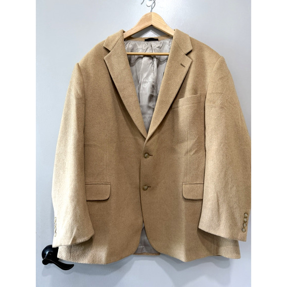Vtg Round trees & yorke Tan 100% Camel Hair Sport Coat Blazer Jacket Men's Sz 48 - Picture 1 of 10